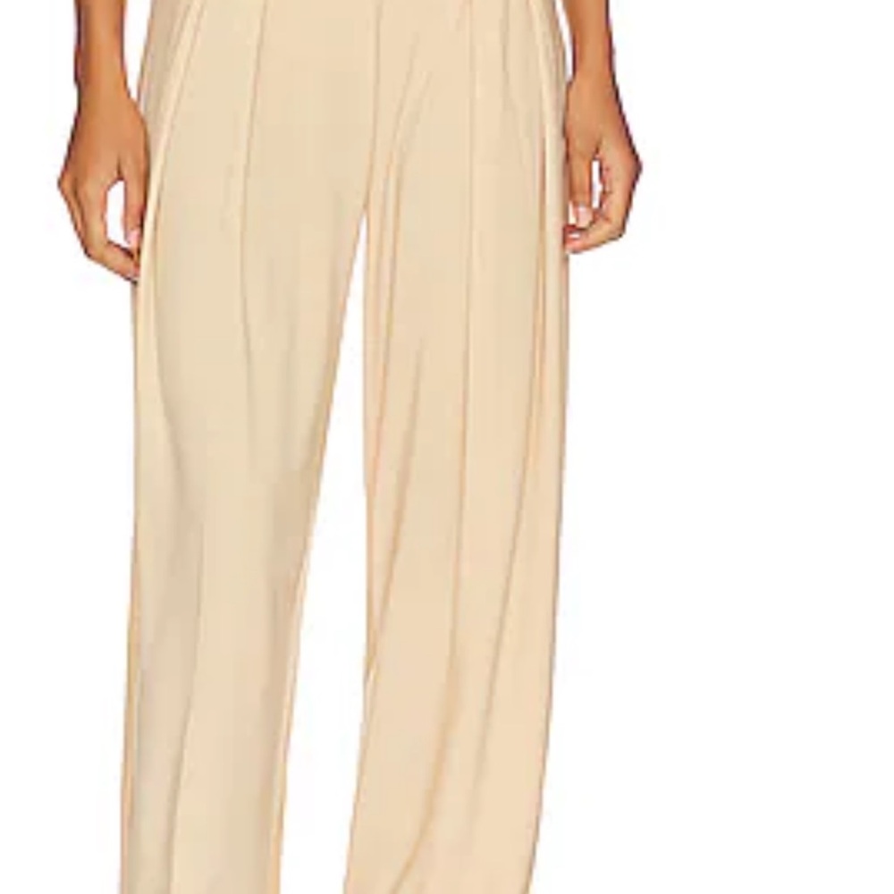Norma Kamali 
Tapered Pleated Trouser in Con Leche- small